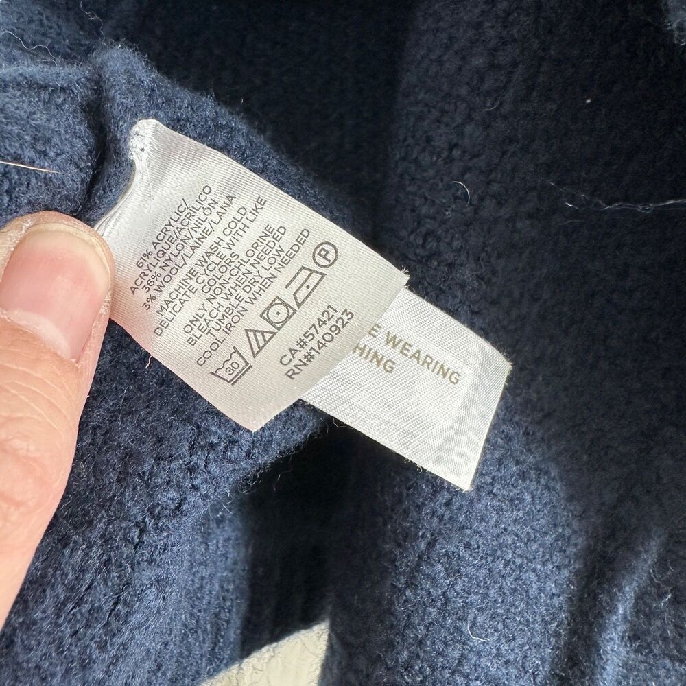 Loft Women's Wool Blend Oversized Poncho Sweater Navy Blue XS/S Pullover Top - Picture 7 of 9